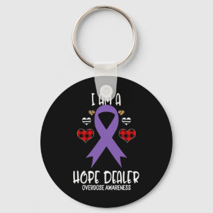 Overdose Awareness Ribbon I Am A Hope Dealer Leopa Key Ring