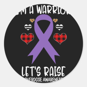 Overdose Awareness Ribbon I'm Warrior Let's Raise  Classic Round Sticker