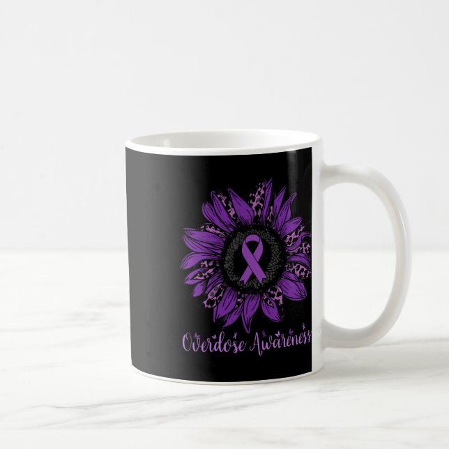 Overdose Awareness Ribbon Leopard Sunflower  Coffee Mug (Right)