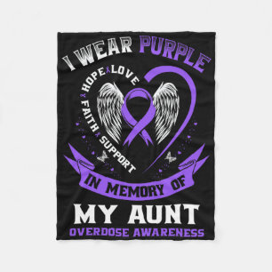 Overdose Awareness Shirt In Memory Of Aunt Purple Fleece Blanket