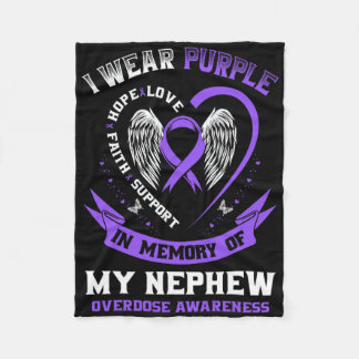 Overdose Awareness Shirt In Memory Of Nephew Purpl Fleece Blanket