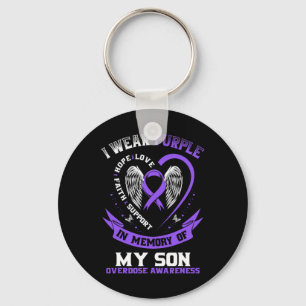 Overdose Awareness Shirt In Memory Of Son Purple R Key Ring
