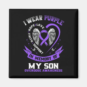 Overdose Awareness Shirt In Memory Of Son Purple R Magnet