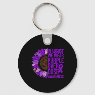 Overdose Awareness Sunflower In August We Wear Pur Key Ring