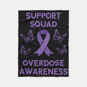 Overdose Awareness Support Squad Butterfly Purple Fleece Blanket