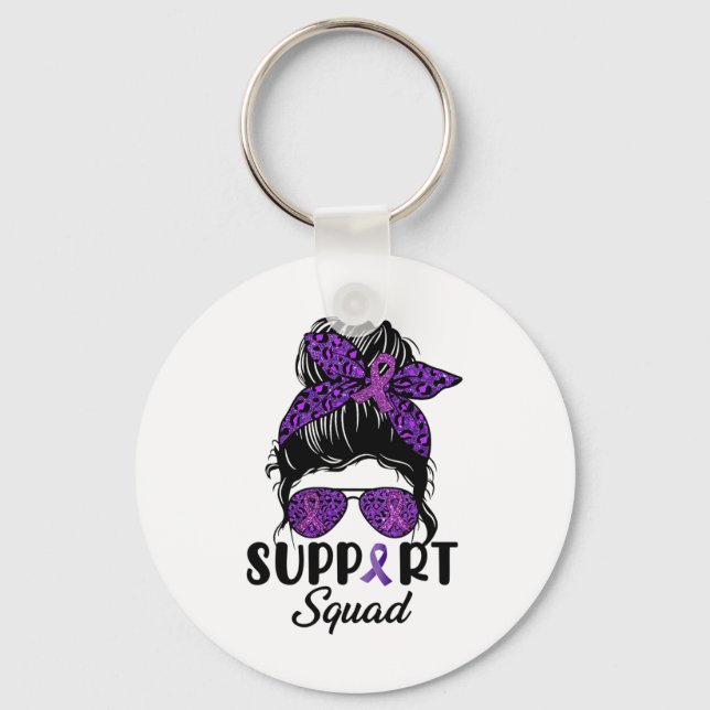 Overdose Awareness Support Squad Messy Bun Hair Wo Key Ring (Front)