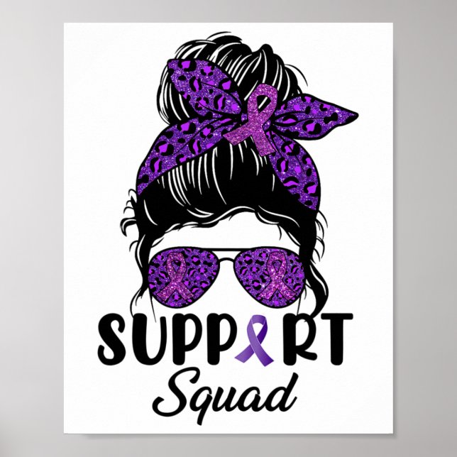 Overdose Awareness Support Squad Messy Bun Hair Wo Poster (Front)