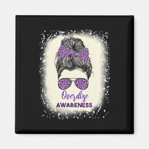 Overdose Awareness Warrior Messy Hair Bun Purple R Magnet
