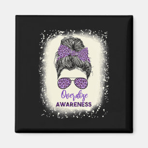 Overdose Awareness Warrior Messy Hair Bun Purple R Magnet