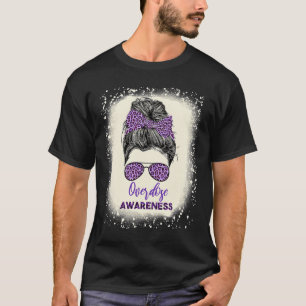 Overdose Awareness Warrior Messy Hair Bun Purple R T-Shirt