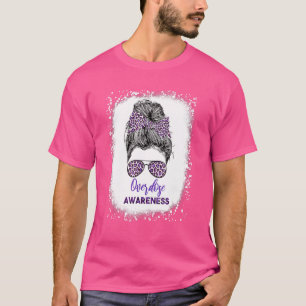 Overdose awareness Warrior messy hair bun Purple R T-Shirt