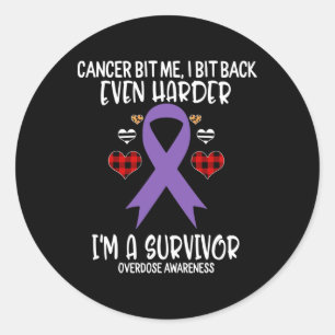 Overdose Bit Me I Bit Harder I'm Survivor Awarenes Classic Round Sticker
