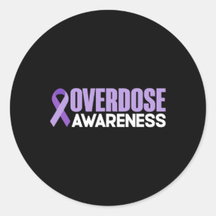 Overdose Day Ribbon Overdose Awareness Month  Classic Round Sticker