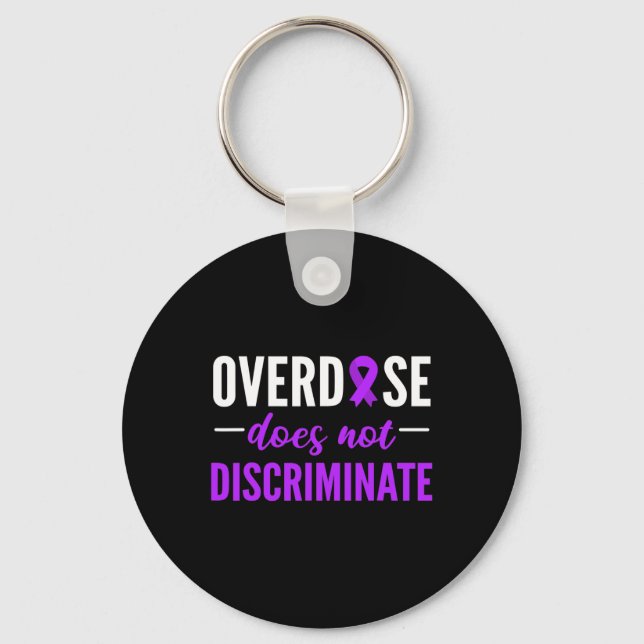 Overdose Does Not Discriminate Purple Ribbon Desig Key Ring (Front)
