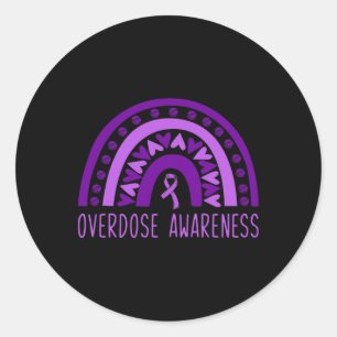 Overdose Rainbow Drug Addiction Recovery Purple Ri Classic Round Sticker
