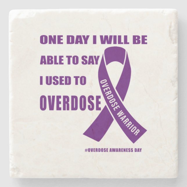 Overdose warrior motivational quotes for drug over stone coaster (Front)