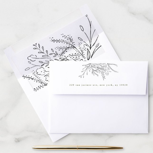 Overflowing Bouquet Return Address Envelope (Chic overflowing bouquet return address envelope with matching liner.)