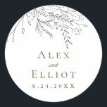 Overflowing Bouquet Wedding  Classic Round Sticker<br><div class="desc">Add a beautiful,  consistent touch throughout your wedding with a classic round sticker to adhere to favours,  mailings,  etc. Featuring a hand drawn overflowing floral bouquet paired with chic,  natural green typography. The contrast of black floral and green type adds an extra edge of glamour.</div>