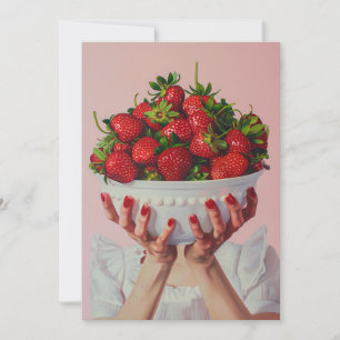 Overflowing Bowl of Strawberries Invitation
