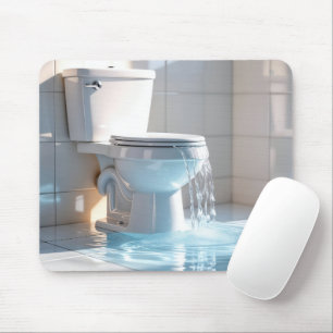 Overflowing Toilet In a White Bathroom Mouse Pad