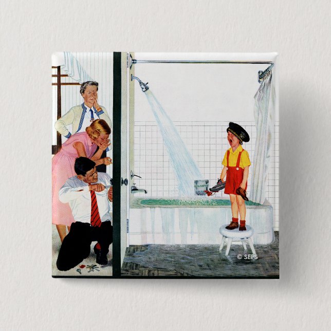 Overflowing Tub 15 Cm Square Badge (Front)