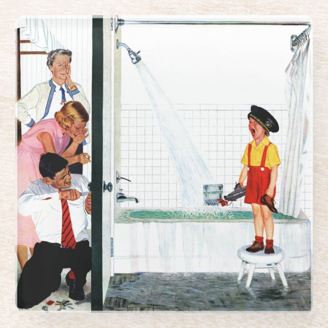 Overflowing Tub Glass Coaster (Front)