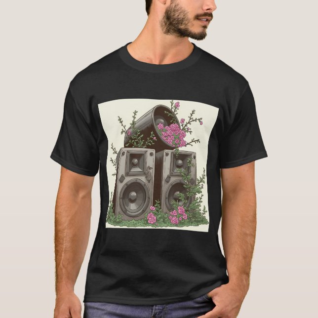 Overgrown Audio - Botanical Speaker Design T-Shirt (Front)