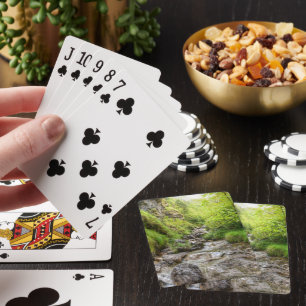 Overgrown Shallow Creek Waterfall Playing Cards
