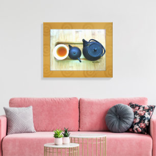Overhead Still Life Rustic Tea Setting Photograph Canvas Print