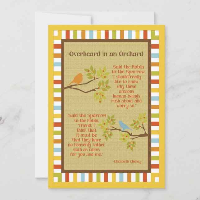 "Overheard in an Orchard" (Robin & Sparrow) Poem (Front)