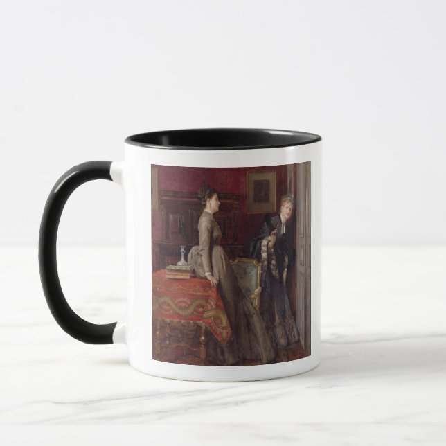 Overheard (oil on panel) mug (Left)