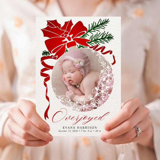 Overjoyed holiday photo birth announcement (Creator Uploaded)
