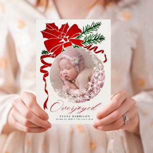Overjoyed holiday photo birth announcement