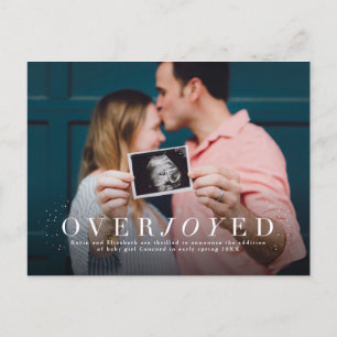 Overjoyed holiday pregnancy announcement postcard
