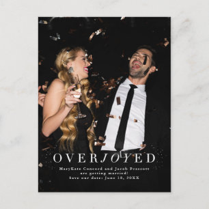 Overjoyed save the date vertical photo holiday postcard