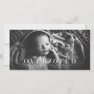 Overjoyed vertical photo birth announcement