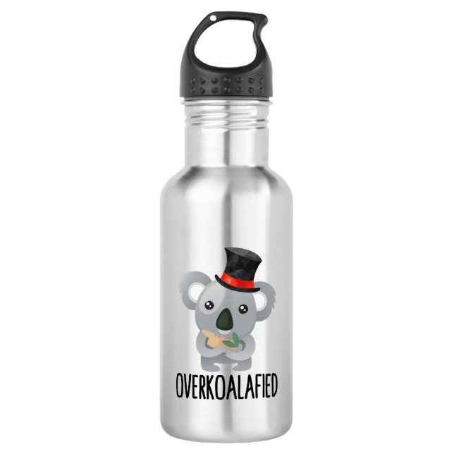 Overkoalafied Pun Cute Koala in Top Hat 532 Ml Water Bottle (Front)