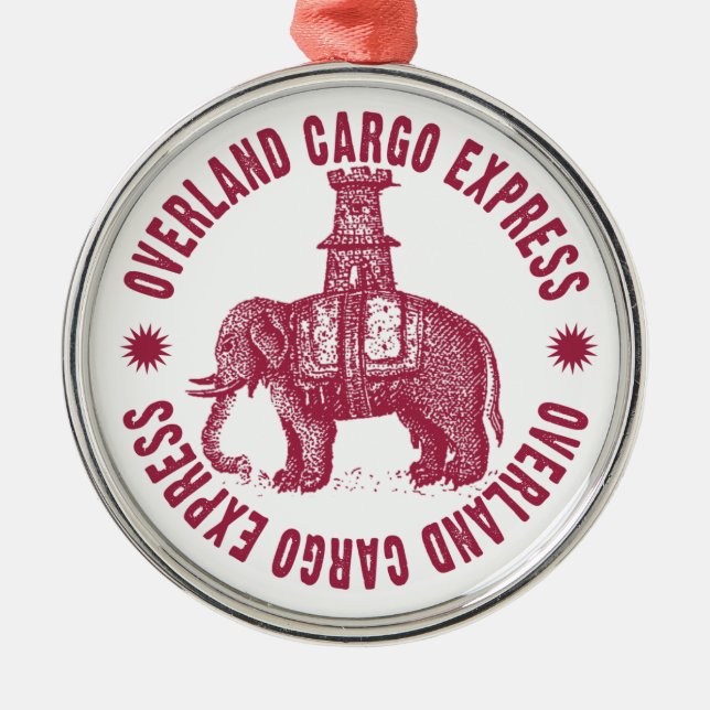 Overland Cargo Express Elephant Metal Tree Decoration (Front)