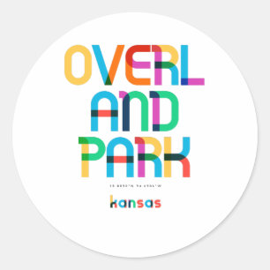 Overland Park Kansas Mid Century, Pop Art, Classic Round Sticker
