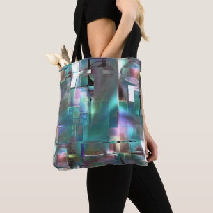 Overlap of gradient green and coloured in soft neo tote bag