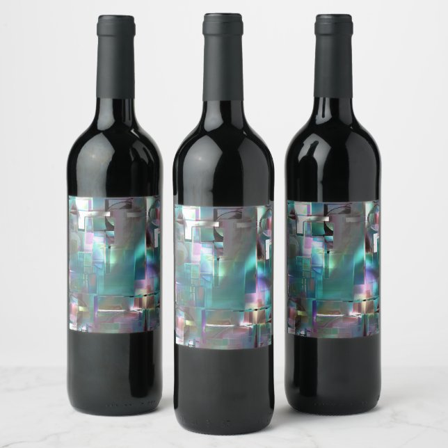 Overlap of gradient green and coloured in soft neo wine label (Bottles)