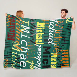 Overlapped Colour Names all-over Green colour Fleece Blanket