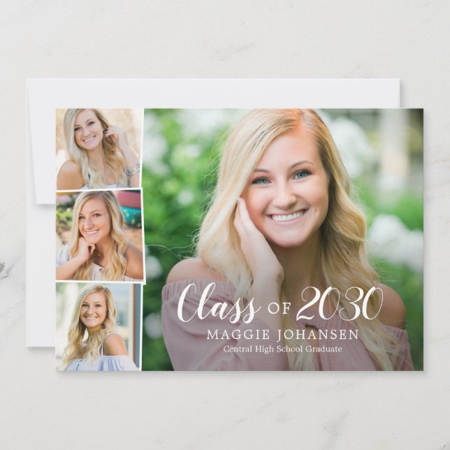 Overlapped Photos Graduation Announcement Invite (Front)