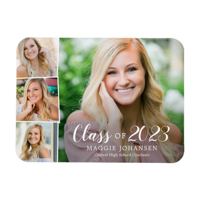 Overlapped Photos Graduation Announcement Magnet (Horizontal)