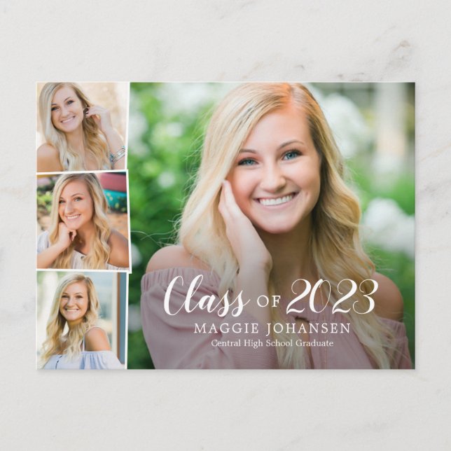 Overlapped Photos Graduation Announcement Postcard (Front)