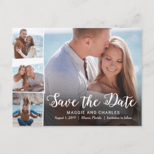 Overlapped Photos Wedding Save The Date Postcard
