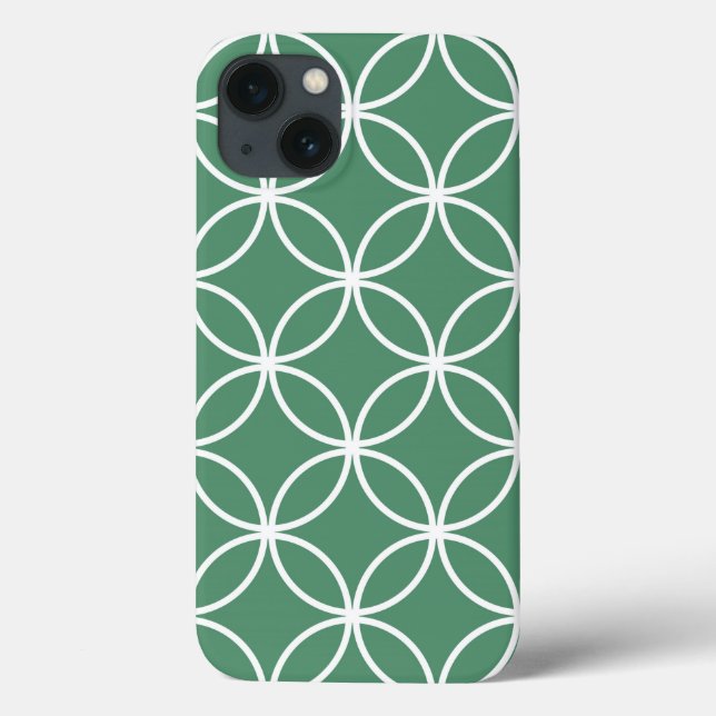 Overlappin Circles Sage Green White Pattern Case-Mate iPhone Case (Back)