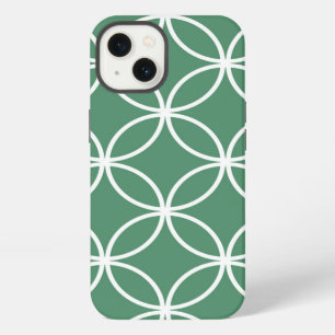 Overlappin Circles Sage Green White Pattern iPhone 13 Case
