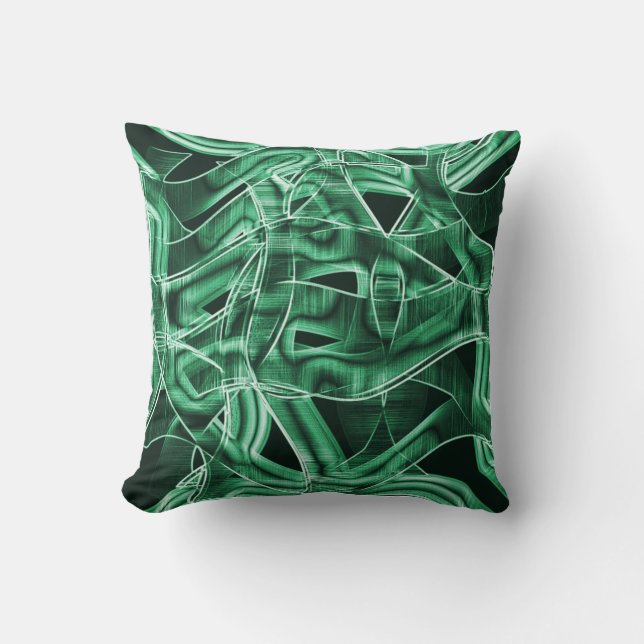 Overlapping and crossed green acrylic cutouts cushion (Front)