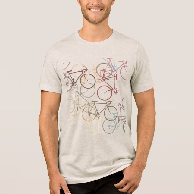Overlapping Bicycles Tri-Blend Shirt for Him (Front)